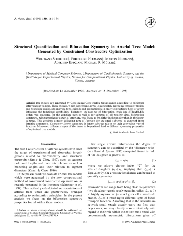 (PDF) Structural Quantification and Bifurcation Symmetry in Arterial Tree Models Generated by ...