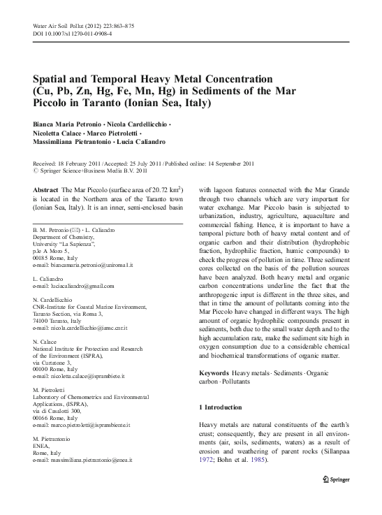 (PDF) Spatial and Temporal Heavy Metal Concentration (Cu, Pb, Zn, Hg ...
