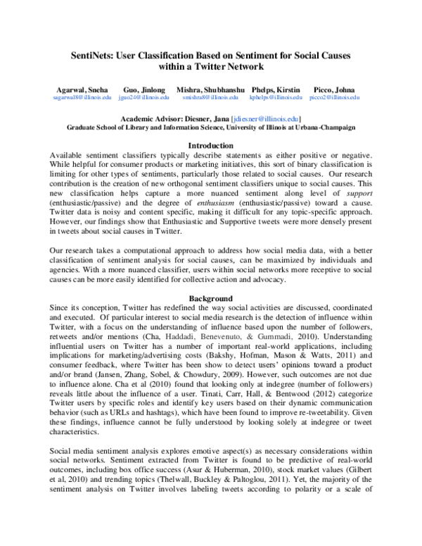 (PDF) SentiNets: User Classification Based on Sentiment for Social ...