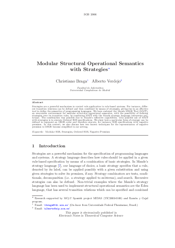 (PDF) Modular Structural Operational Semantics with Strategies