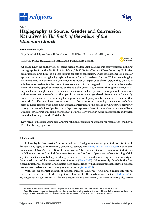 (PDF) Hagiography as Source: Gender and Conversion Narratives in The ...