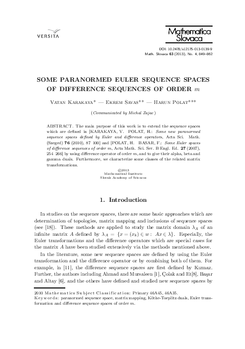 (PDF) Some paranormed Euler sequence spaces of difference sequences of ...