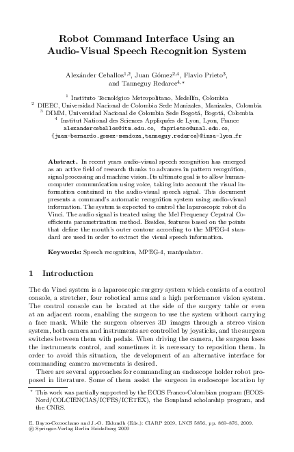(PDF) Robot Command Interface Using an Audio-Visual Speech Recognition ...