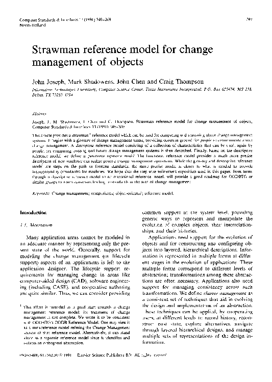 (PDF) Strawman reference model for change management of objects