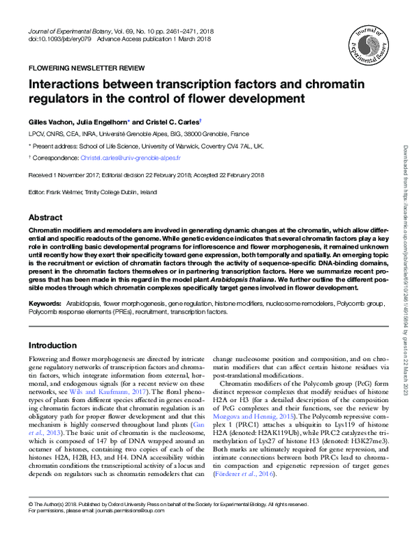 (PDF) Interactions between transcription factors and chromatin ...