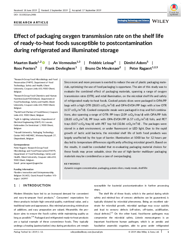 (PDF) Effect of packaging oxygen transmission rate on the shelf life of ...