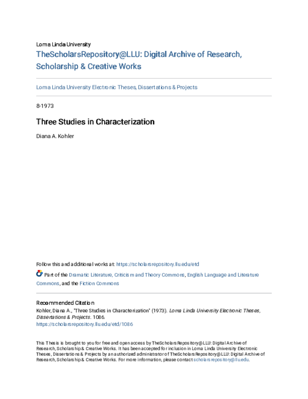 (PDF) Three Studies in Characterization
