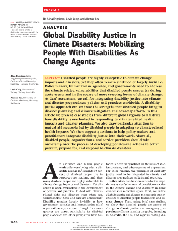 (PDF) Global Disability Justice In Climate Disasters: Mobilizing People ...