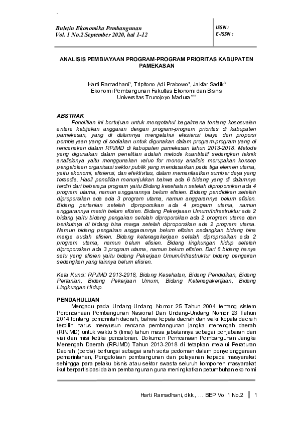(PDF) Analisis Pembiayaan Program-Program Prioritas Kabupaten Pamekasan
