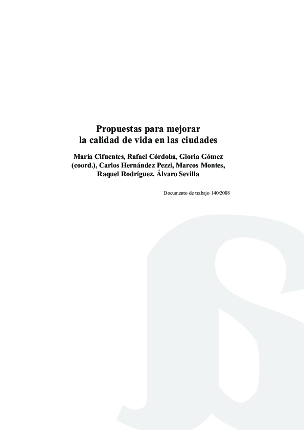 (PDF) Propuestas para mejorar la calidad de vida en las ciudades
