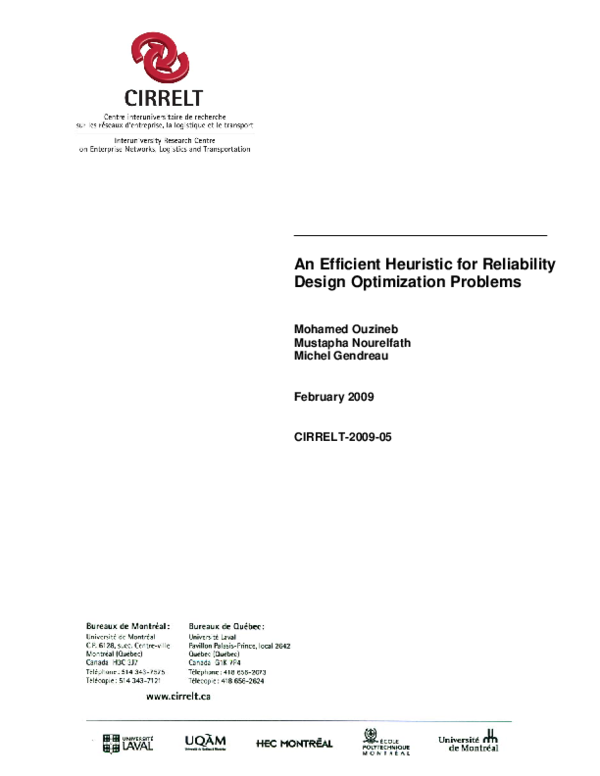 (PDF) An efficient heuristic for reliability design optimization problems
