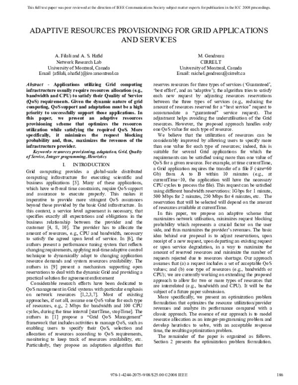 (PDF) Adaptive Resources Provisioning for Grid Applications and Services