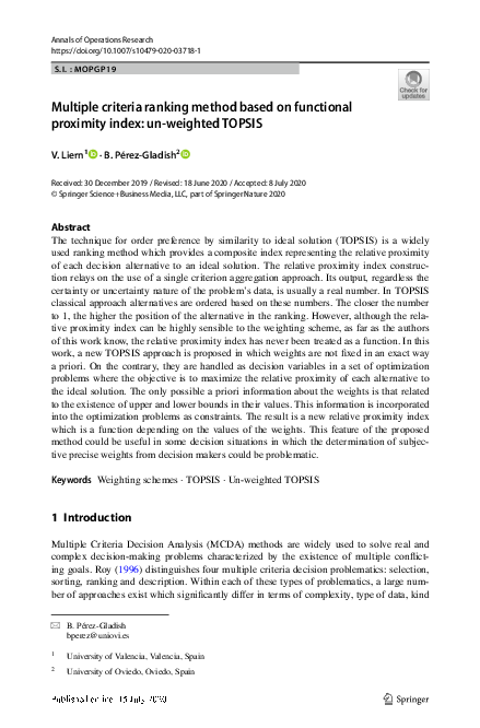 (PDF) Multiple criteria ranking method based on functional proximity ...