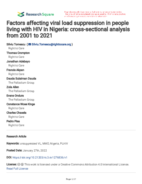 (PDF) Factors affecting viral load suppression in people living with ...