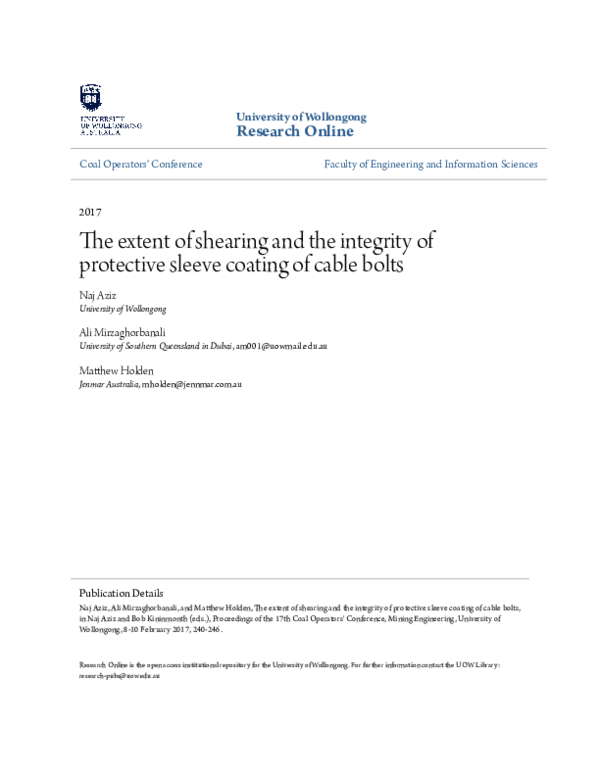 (PDF) The extent of shearing and the integrity of protective sleeve ...