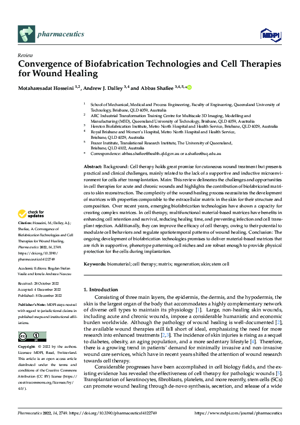 (PDF) Convergence of Biofabrication Technologies and Cell Therapies for ...