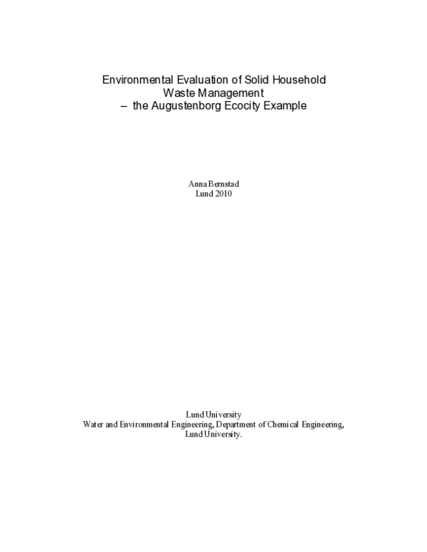 (PDF) Environmental Evaluation of Solid Household Waste Management ...