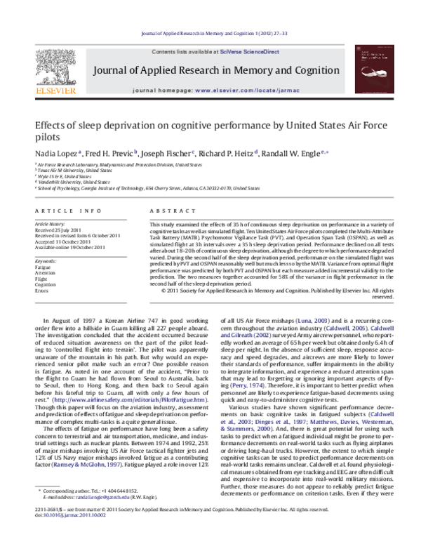 (PDF) Effects of sleep deprivation on cognitive performance by United ...