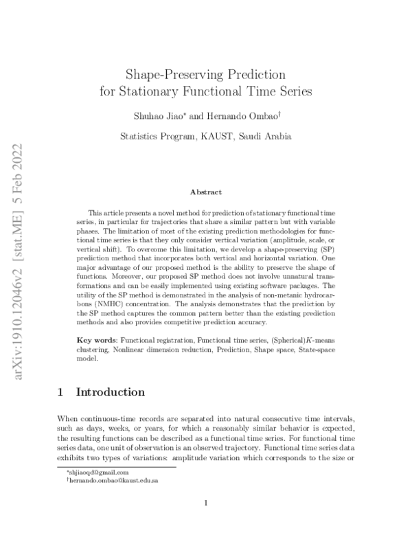 (PDF) Shape-preserving prediction for stationary functional time series
