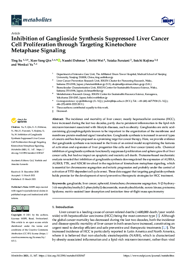 (PDF) Inhibition of Ganglioside Synthesis Suppressed Liver Cancer Cell ...