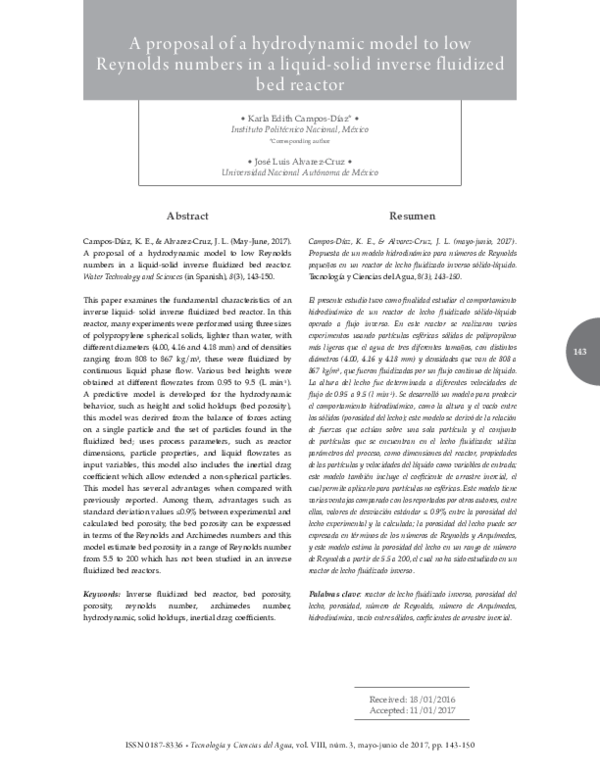 (PDF) A proposal of a hydrodynamic model to low Reynolds numbers in a ...