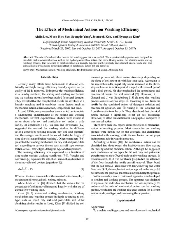 (PDF) The effects of mechanical actions on washing efficiency