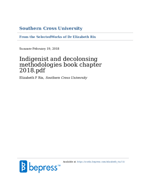 (PDF) Indigenist and Decolonizing Research Methodology