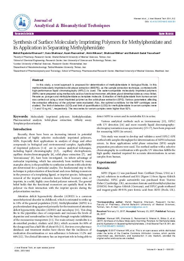 (PDF) Synthesis of surface molecularly imprinting polymers for ...