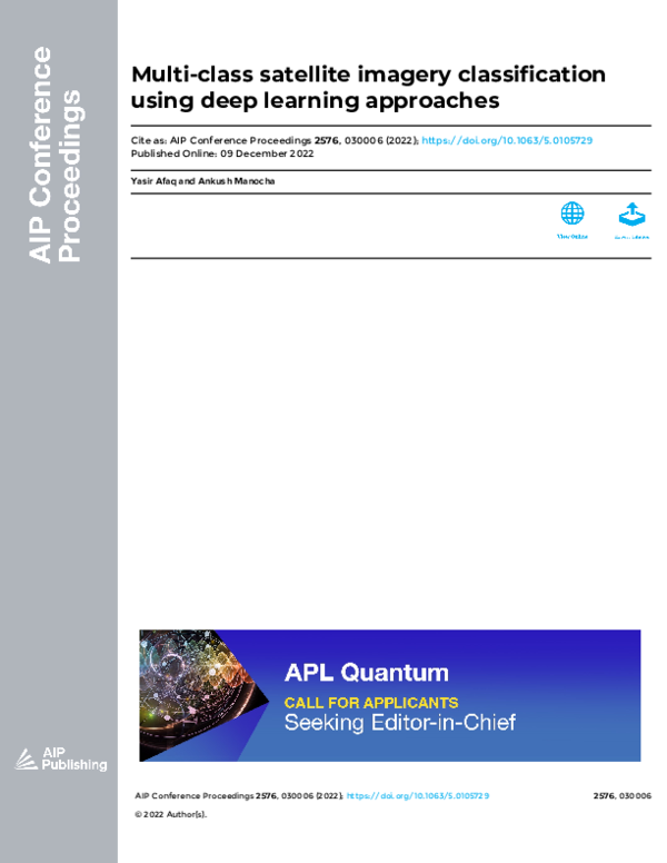 (PDF) Multi-class satellite imagery classification using deep learning ...