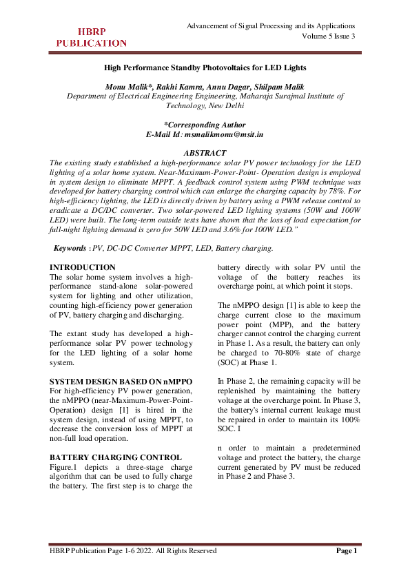 (PDF) High Performance Standby Photovoltaics for LED Lights