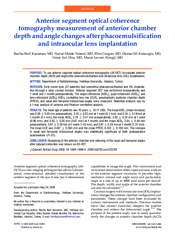 (PDF) Anterior segment optical coherence tomography measurement of ...