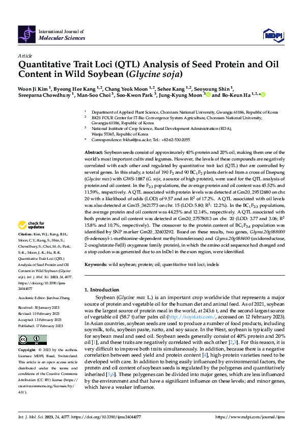 (PDF) Quantitative Trait Loci (QTL) Analysis of Seed Protein and Oil ...