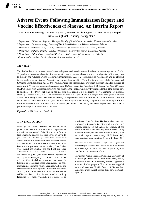(PDF) Adverse Events Following Immunization Report and Vaccine ...