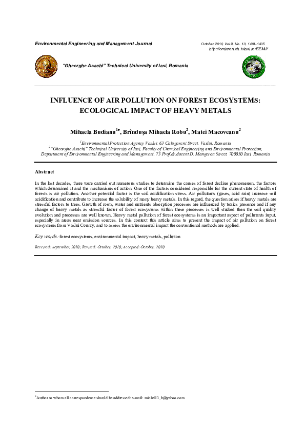 (PDF) Influence of Air Pollution on Forest Ecosystems: Ecological ...