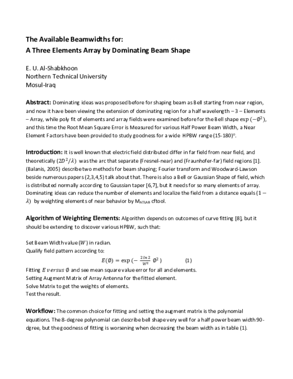 (PDF) The Available Beamwidths for: A Three Elements Array by ...