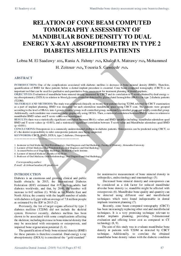 (PDF) Relation of Cone Beam Computed Tomography Assessment of ...