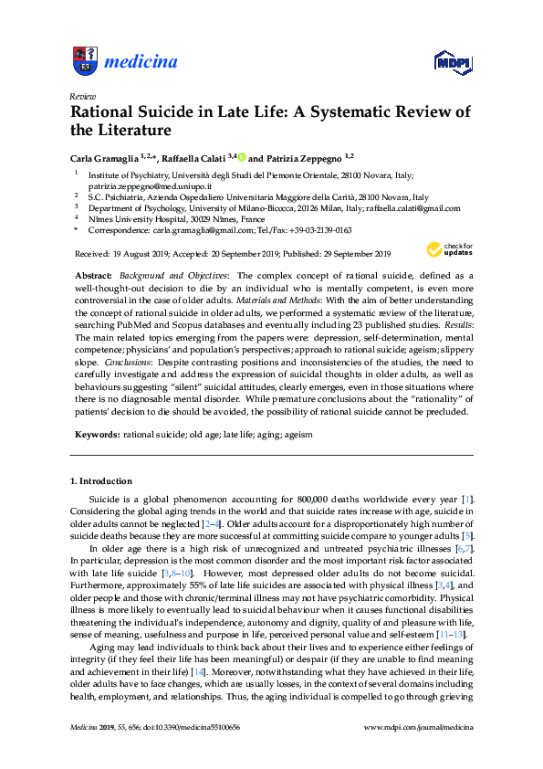 (PDF) Rational Suicide in Late Life: A Systematic Review of the Literature