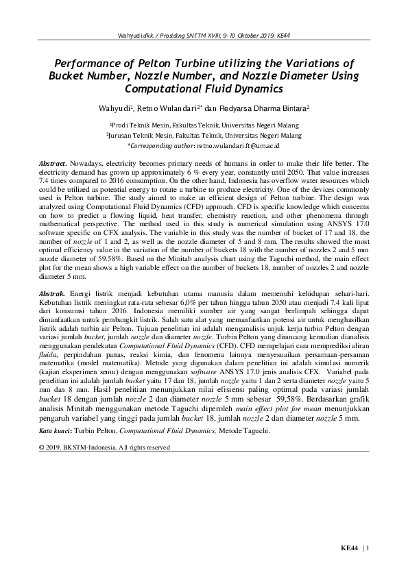 (PDF) Performance of Pelton Turbine utilizing the Variations of Bucket ...
