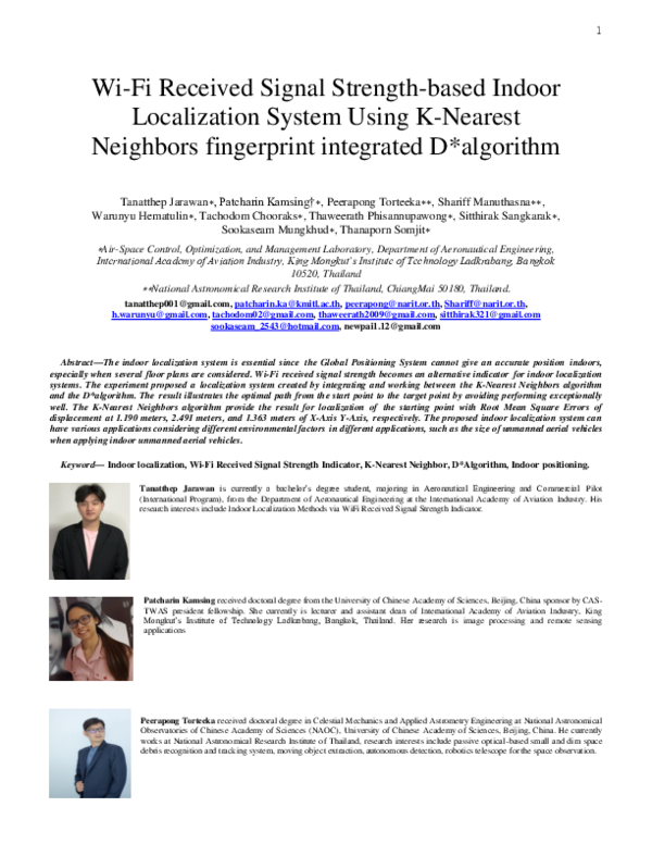 (PDF) Indoor Localization Using Wi-Fi Signal Strength and K-NN-D*