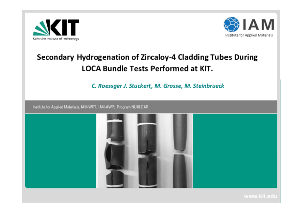 (PDF) Secondary hydrogenation of zircaloy-4 cladding tubes during LOCA ...