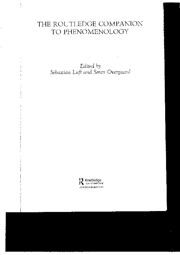 PDF) The Routledge Companion to Phenomenology