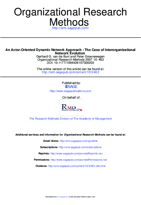 (PDF) An Actor-Oriented Dynamic Network Approach