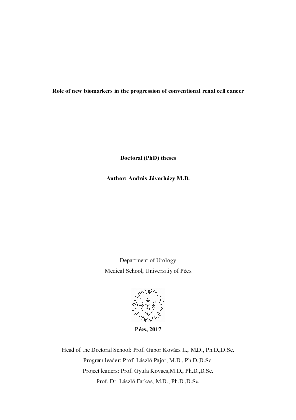 (PDF) Role of new biomarkers in the progression of conventional renal ...