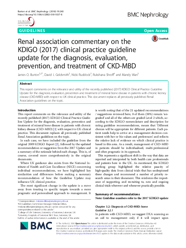(PDF) Renal association commentary on the KDIGO (2017) clinical ...