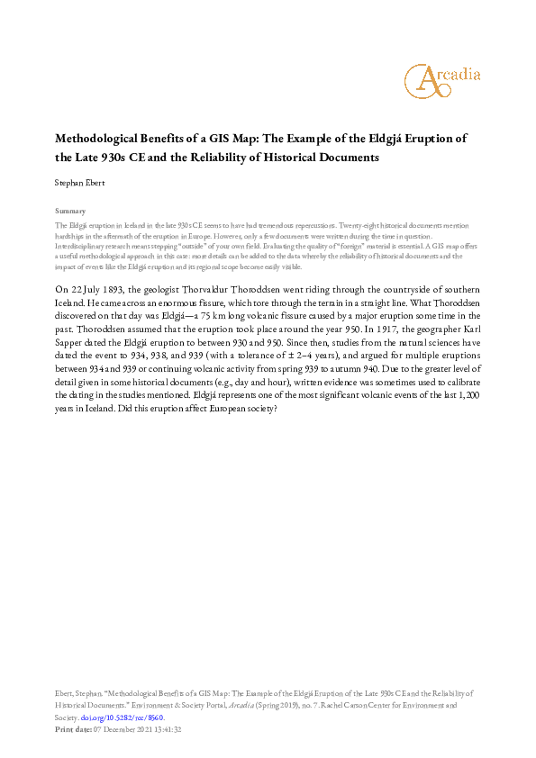 (PDF) Methodological Benefits of a GIS Map: The Example of the Eldgjá ...