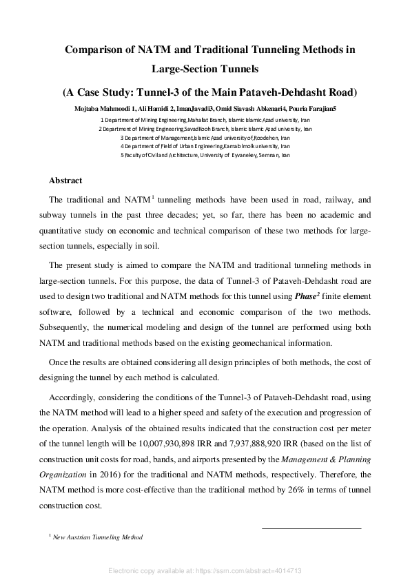 (PDF) Comparison of NATM and Traditional Tunneling Methods in Large ...