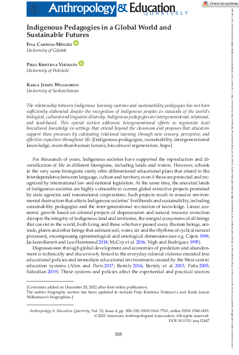 (PDF) Indigenous Pedagogies in a Global World and Sustainable Futures
