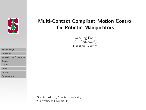 (PDF) Multi-contact compliant motion control for robotic manipulators ...