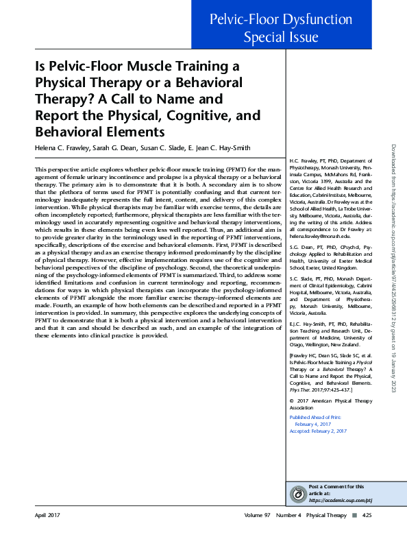 (PDF) Is Pelvic-Floor Muscle Training a Physical Therapy or a ...