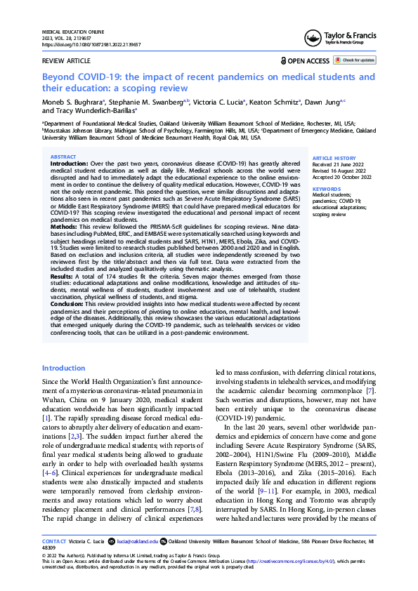 (PDF) Beyond COVID-19: the impact of recent pandemics on medical ...